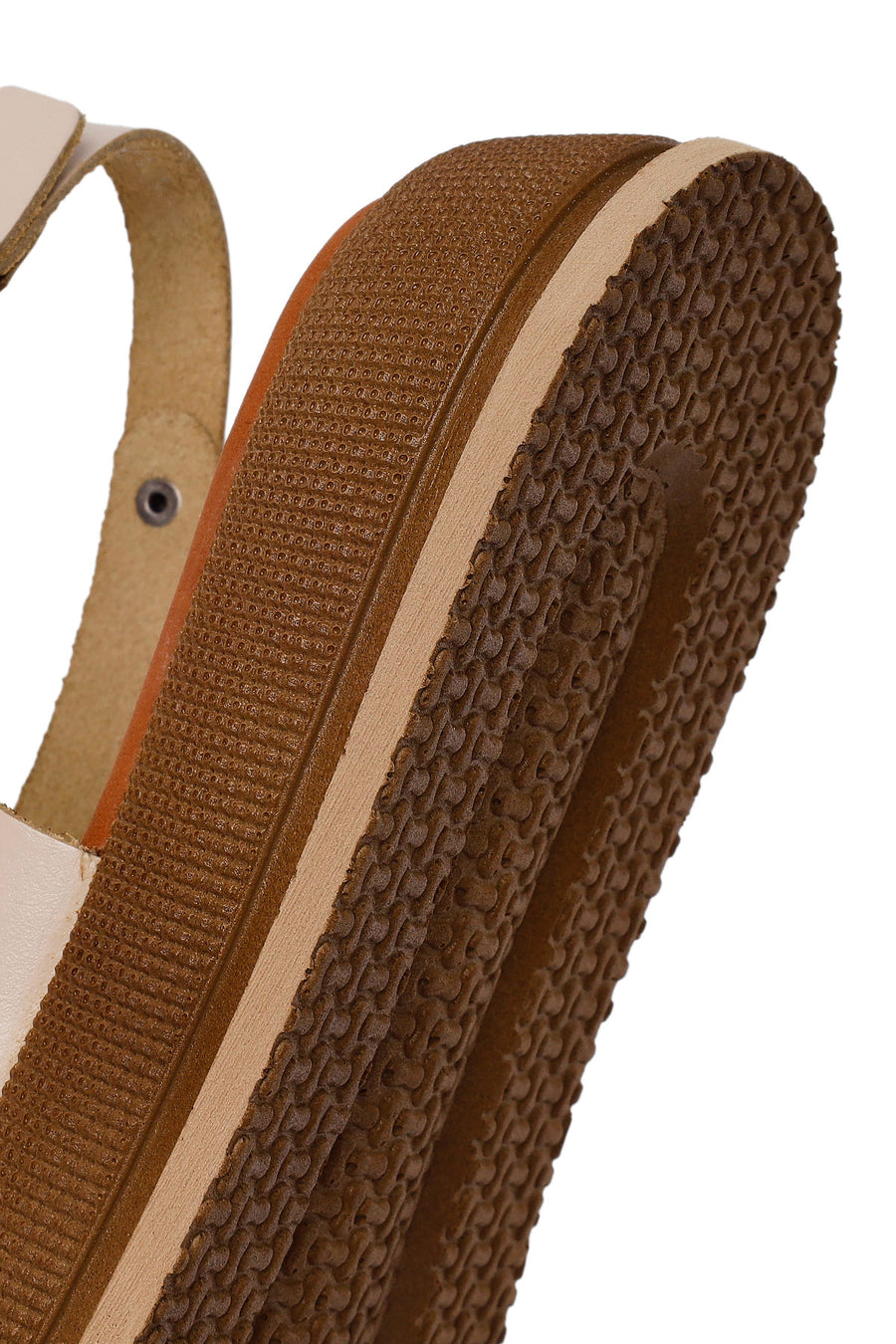 Woman Beige Buckled Thick-Soled Leather Sandal