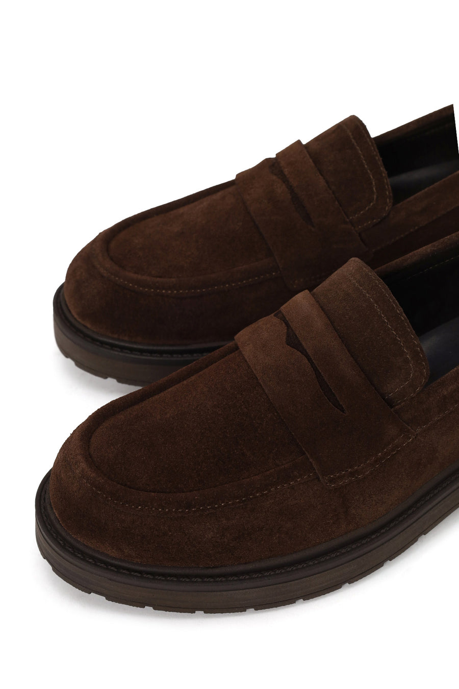 Kadın Kahverengi Süet Deri Maskülen Loafer