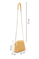 Women's Yellow Long Chain Strap Knitted Crossbody Bag | Derimod
