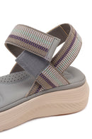 Women's Grey Strapped Thick-Soled Fabric Comfort Sandals | Derimod