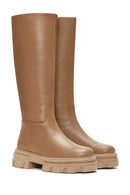 Women's Brown Leather Thick Soled Boots | Derimod