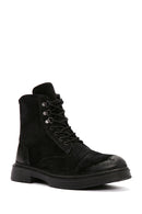 Men's Black Zippered Suede Leather Casual Boots | Derimod