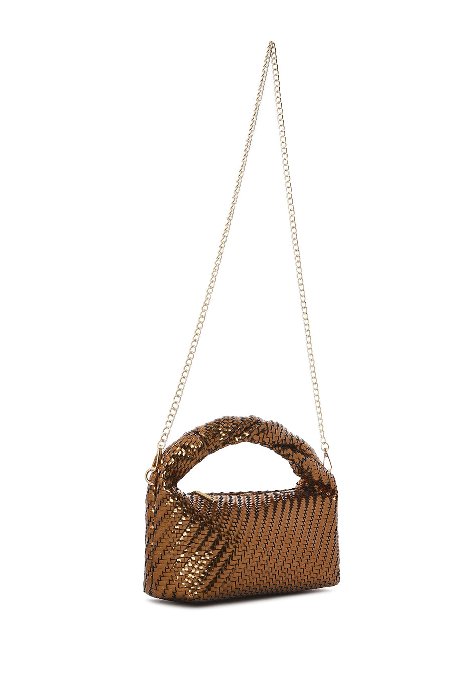Women's Brown Long Strap Braided Mini Handbag
