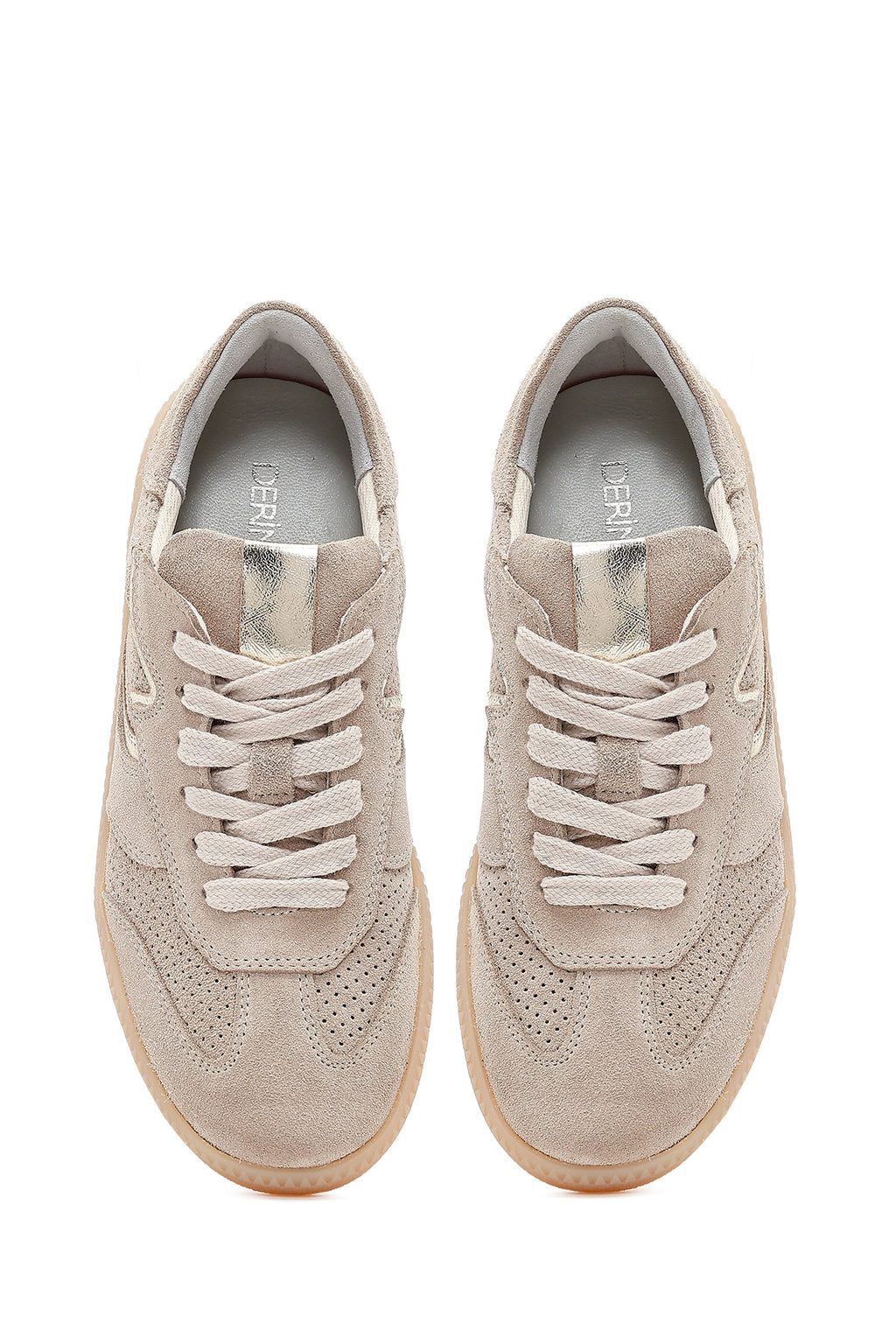 Kadın Bej Bağcıklı Süet Deri Sneaker