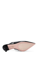 Women's Black Open Back Thin Heeled Leather Shoes | Derimod
