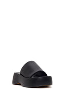 Women's Black Thick Soled Slippers | Derimod