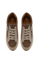 Women's Mink Lace-Up Thick-Soled Leather Sneaker | Derimod