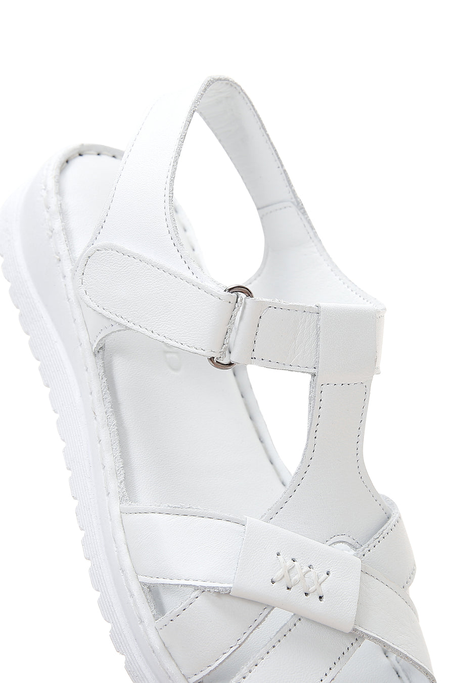Women's White Strappy Leather Comfort Sandals