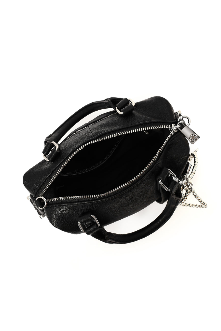 Women's Black Long Strap Charm Mini Shoulder Bag
