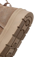 Women's Powder Pink Thick-Soled Suede Leather Teddy Boots | Derimod