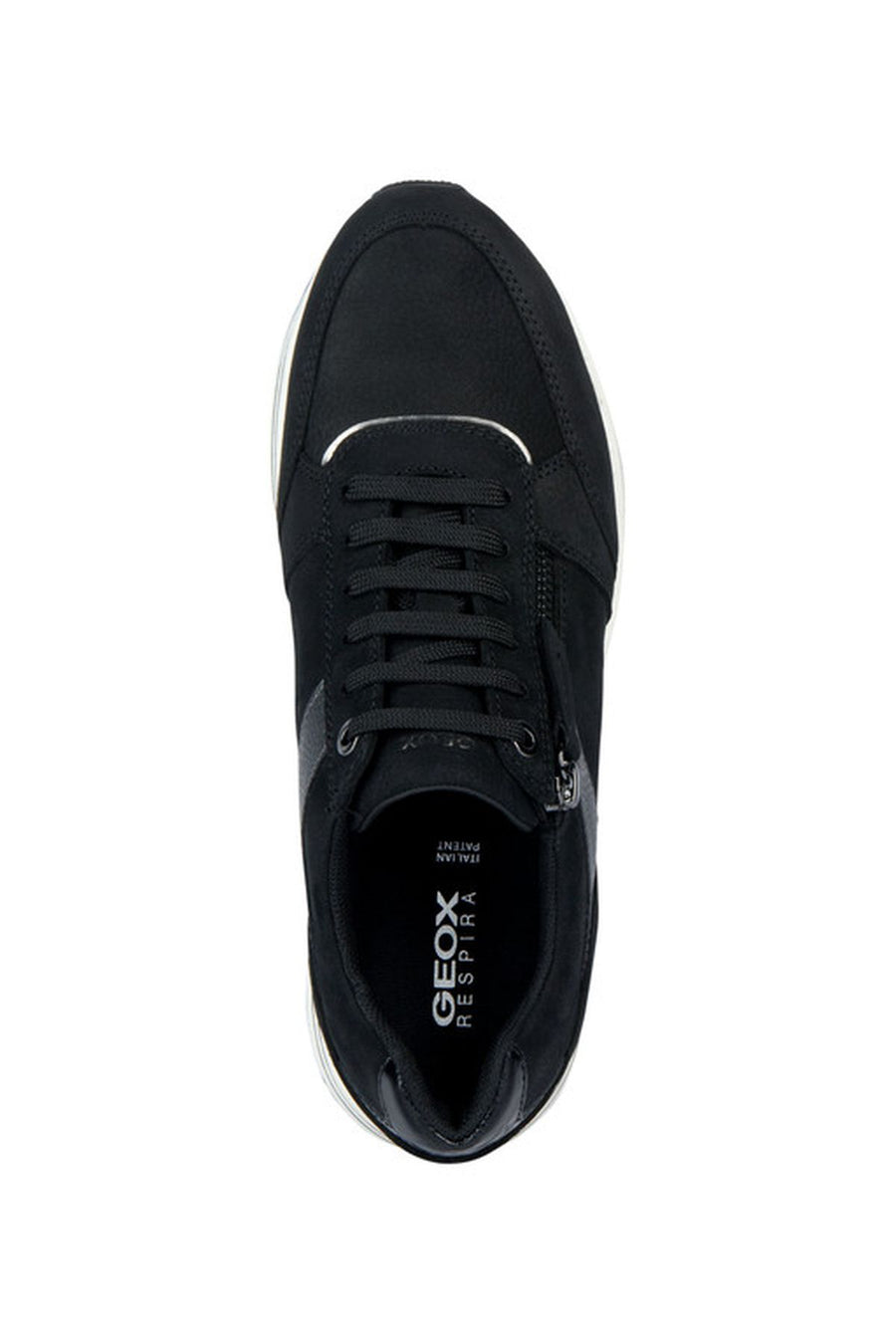 Geox Women's Black Kency Thick Sole Lace-Up Leather Sneaker