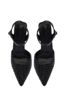Women's Black Ankle Buckle Braided Thin Heeled Shoes | Derimod