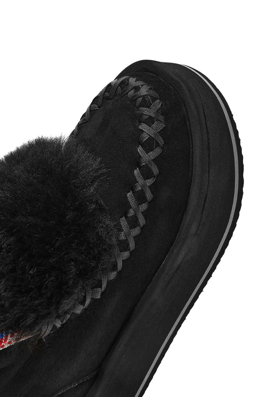 Women's Black Thick-Soled Fur Suede Leather Boots