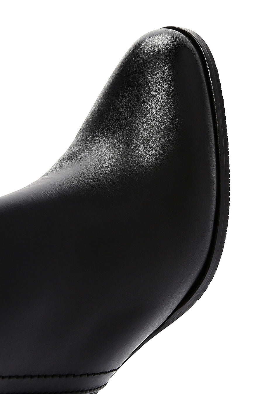 Women's Black Thick High Heel Leather Boots