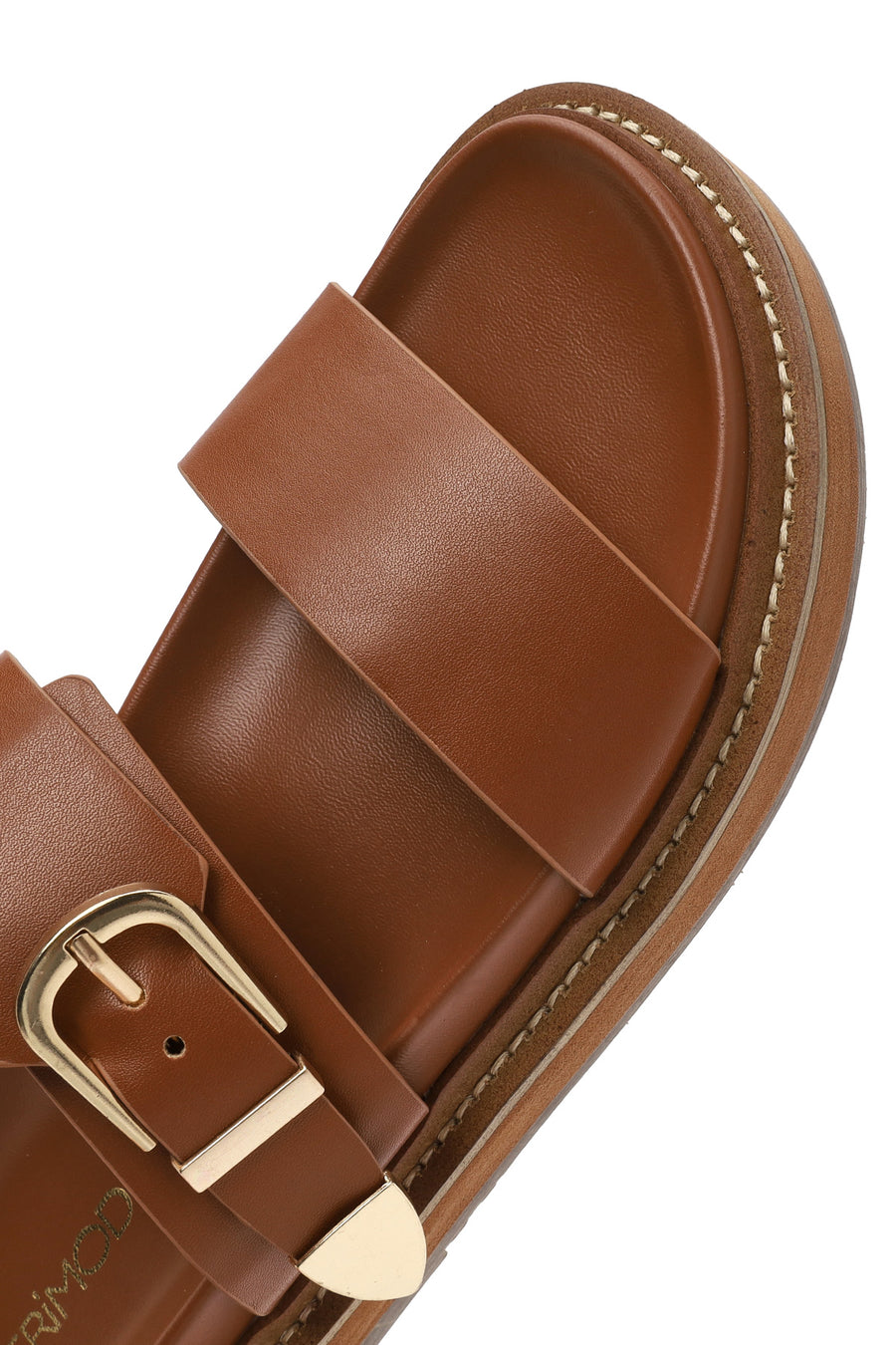 Women's Tan Buckled Slippers