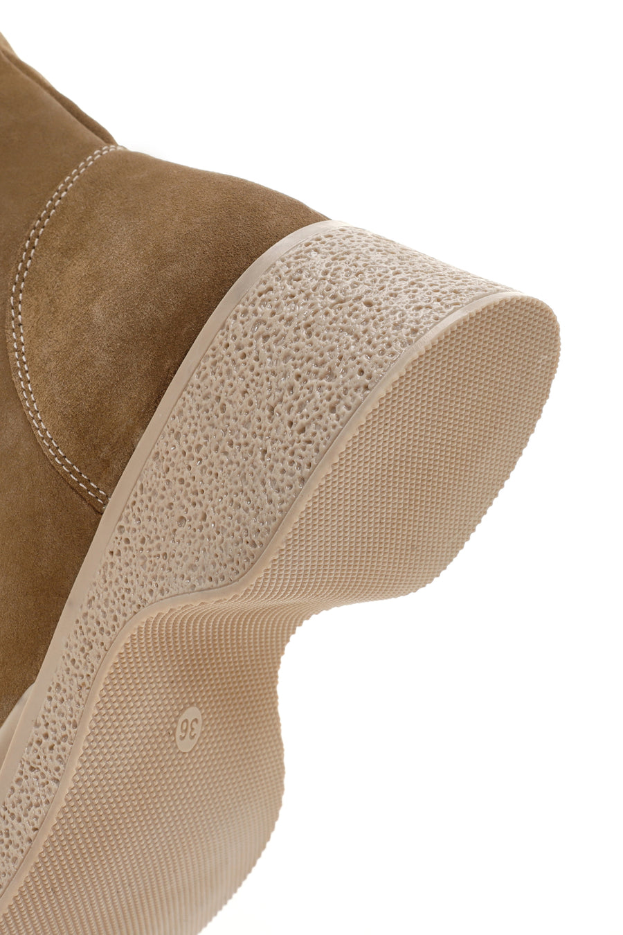Women's Tan Suede Leather Zippered Thick Soled Casual Boots