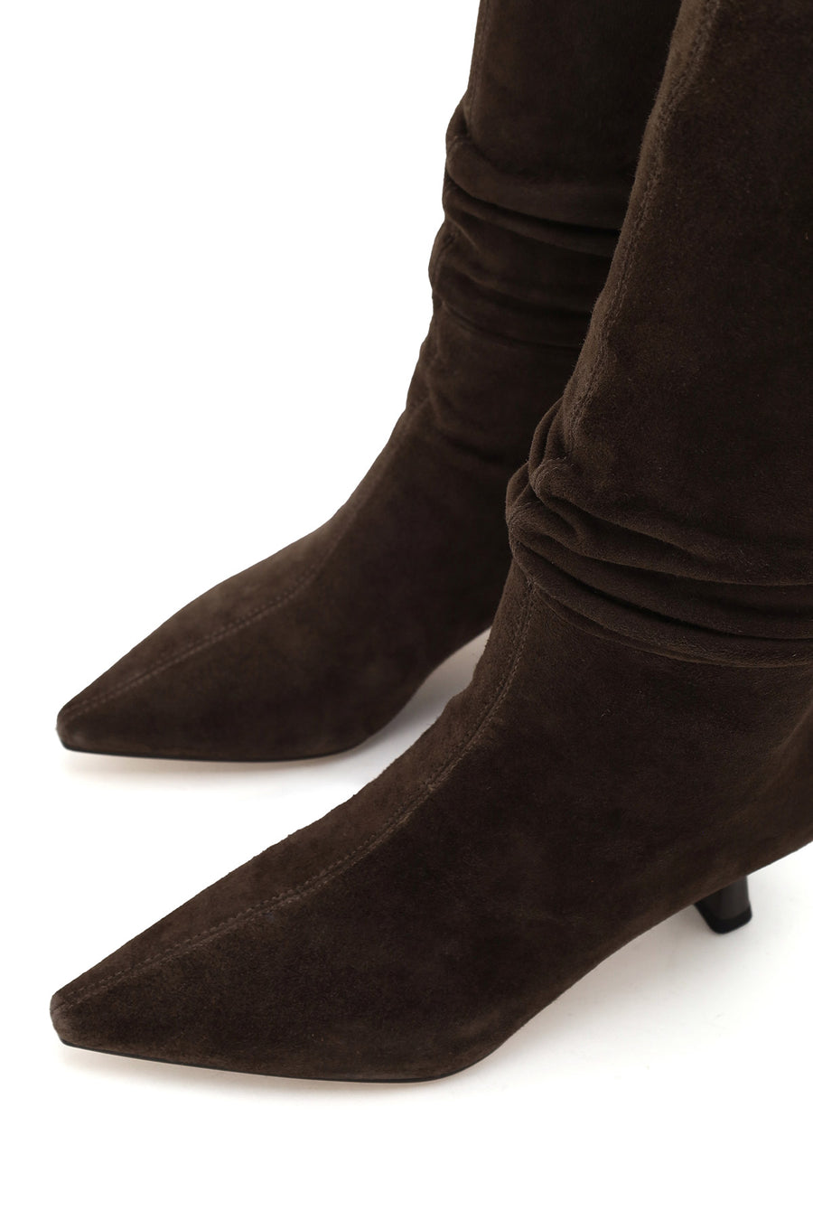 Woman Brown Heeled Suede Boots