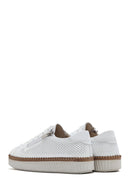 Women's White Lace-up Thick-Sole Leather Sneaker | Derimod