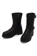 Harley Davidson Woman Black Joel Zip Closure Leather Boot | Derimod