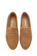 Women's Tan Suede Leather Loafer | Derimod