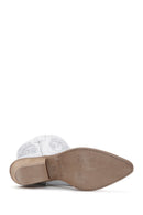 Women's Silver Leather Patterned Cowboy Boots | Derimod
