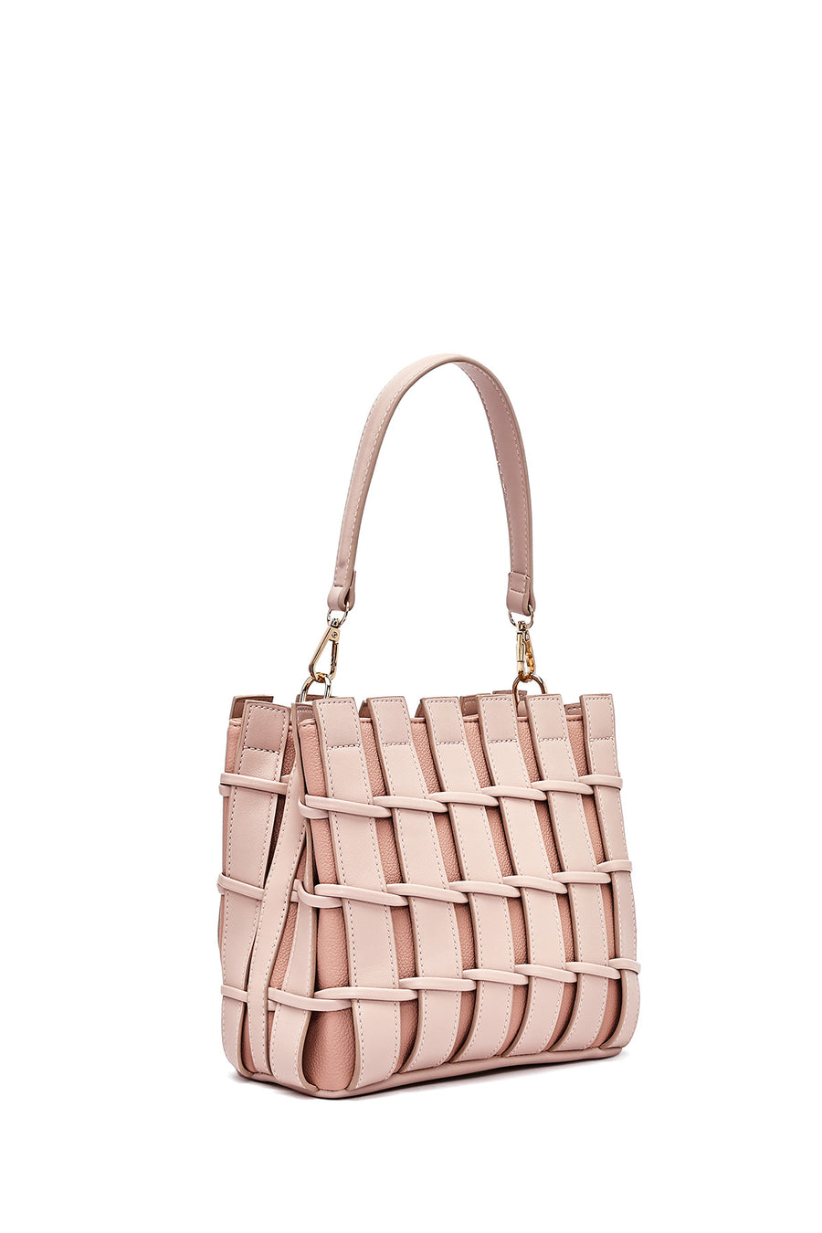 Women's Pink Long Strap Knitted Shoulder Bag