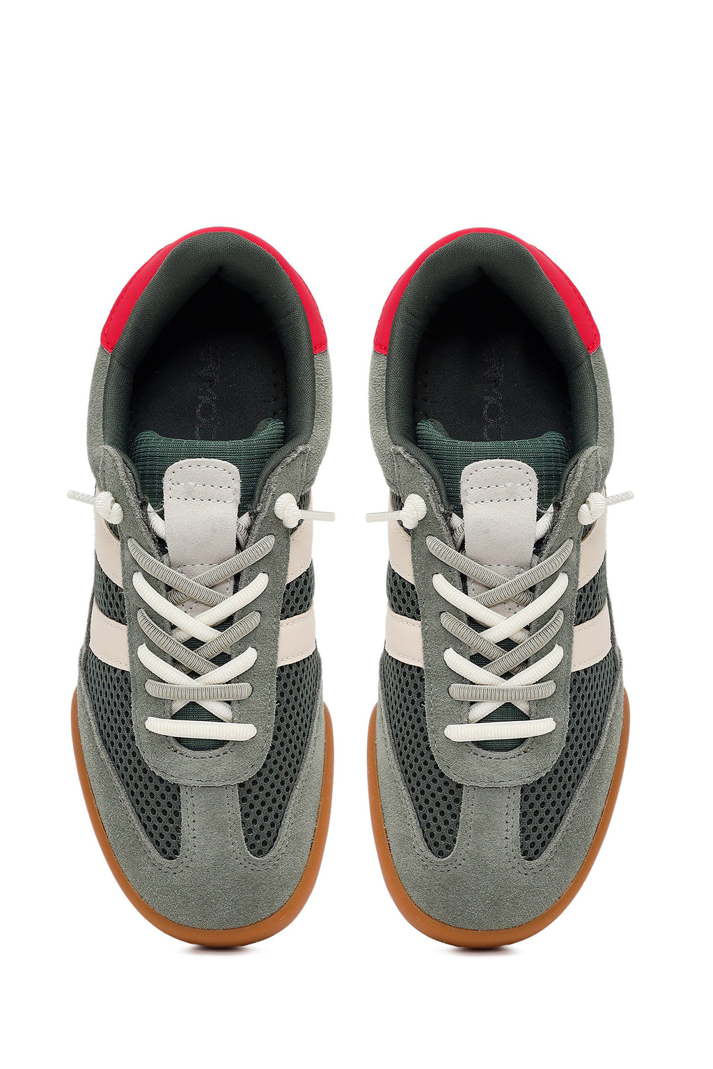 Kadın Yeşil Bağcıklı Deri Sneaker
