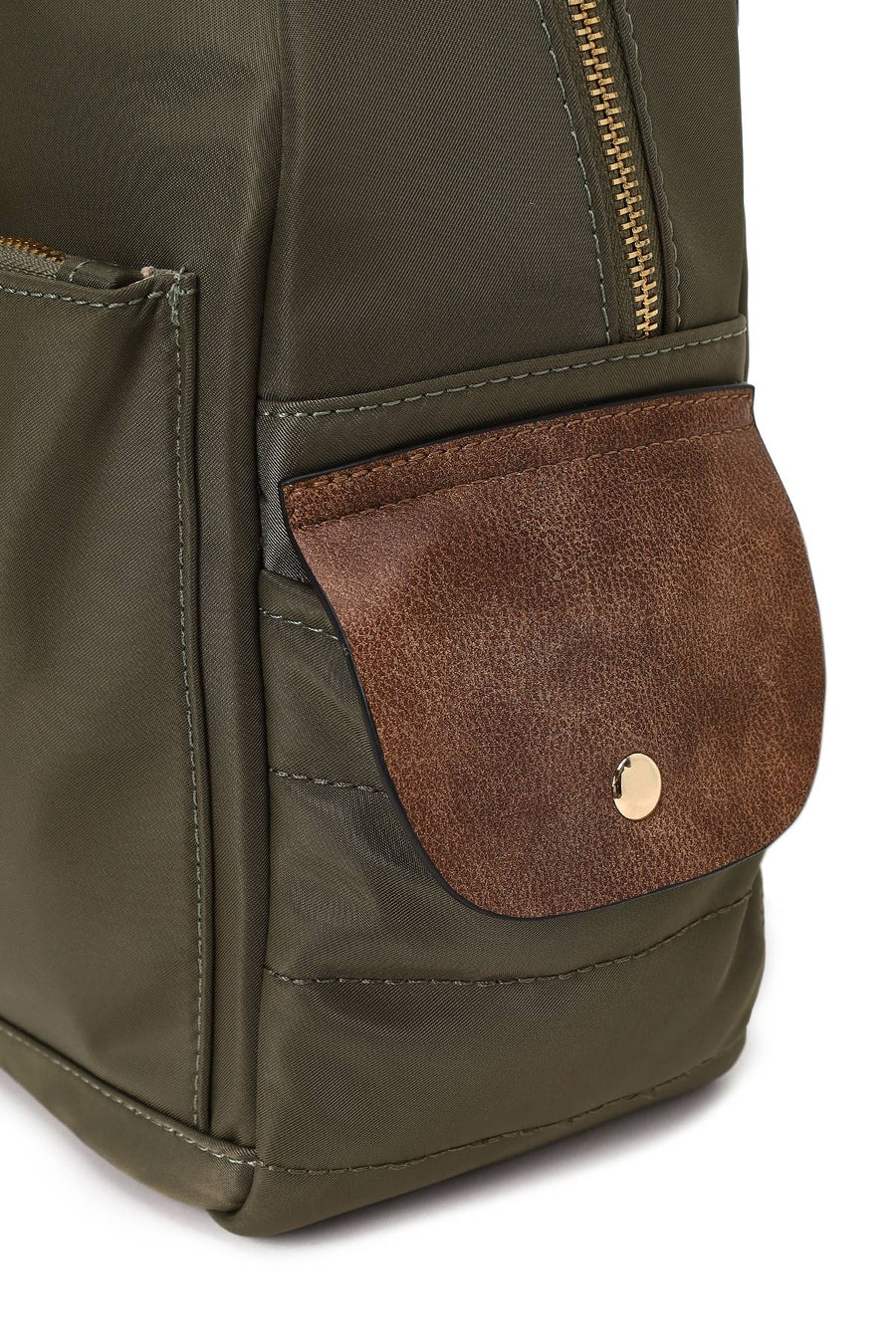 Woman Green Fabric Backpack