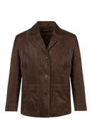 Gloria Woman Brown Oversize Suede Leather Jacket | Derimod