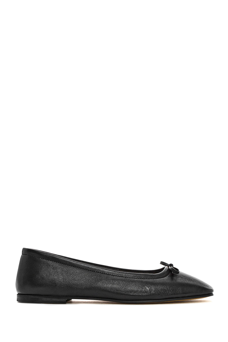Derimod Flex Women's Black Bowknot Leather Ballerinas 25SFD380018 | Derimod