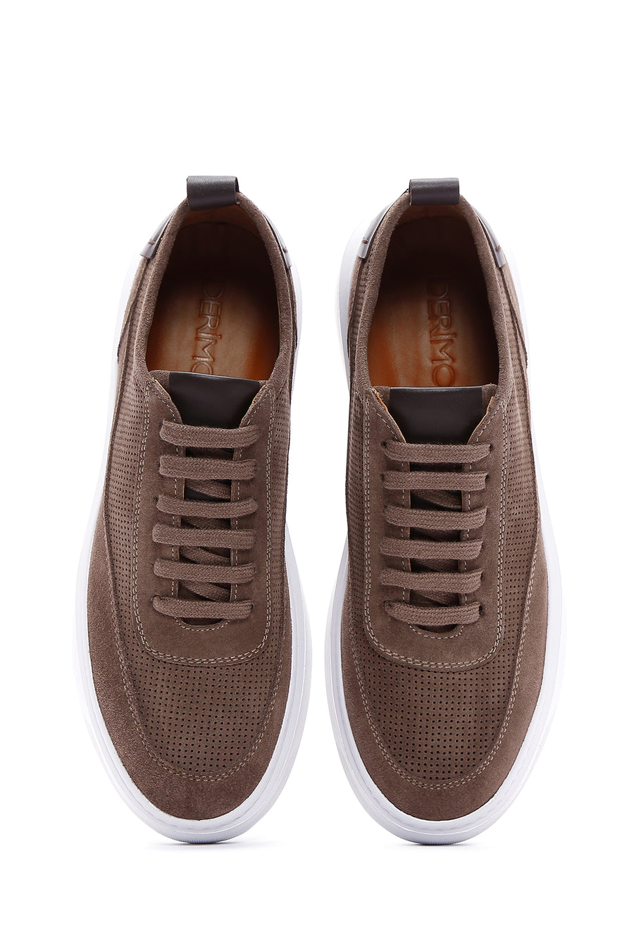 Erkek Vizon Bağcıklı Süet Deri Sneaker