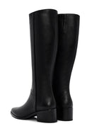 Woman Black Zip Closure Chunky Heeled Leather Boots | Derimod
