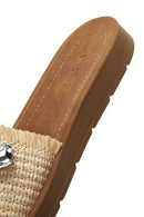 Women's Beige Stone Knitted Slippers | Derimod