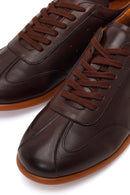 Erkek Kahverengi Bağcıklı Deri Sneaker | Derimod