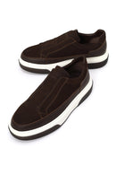 Male Brown Thick-Soled Nubuck Leather Sneaker | Derimod