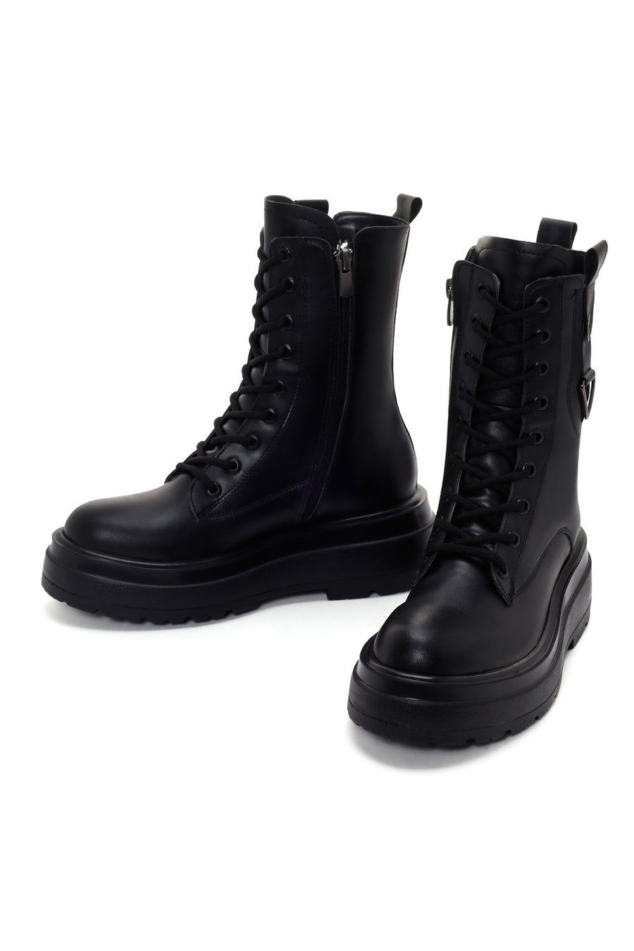 Women's Black Thick Soled Zippered Boots