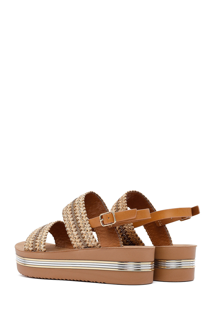 Women's Brown Thick Soled Braided Sandals