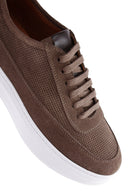 Erkek Vizon Bağcıklı Süet Deri Sneaker | Derimod