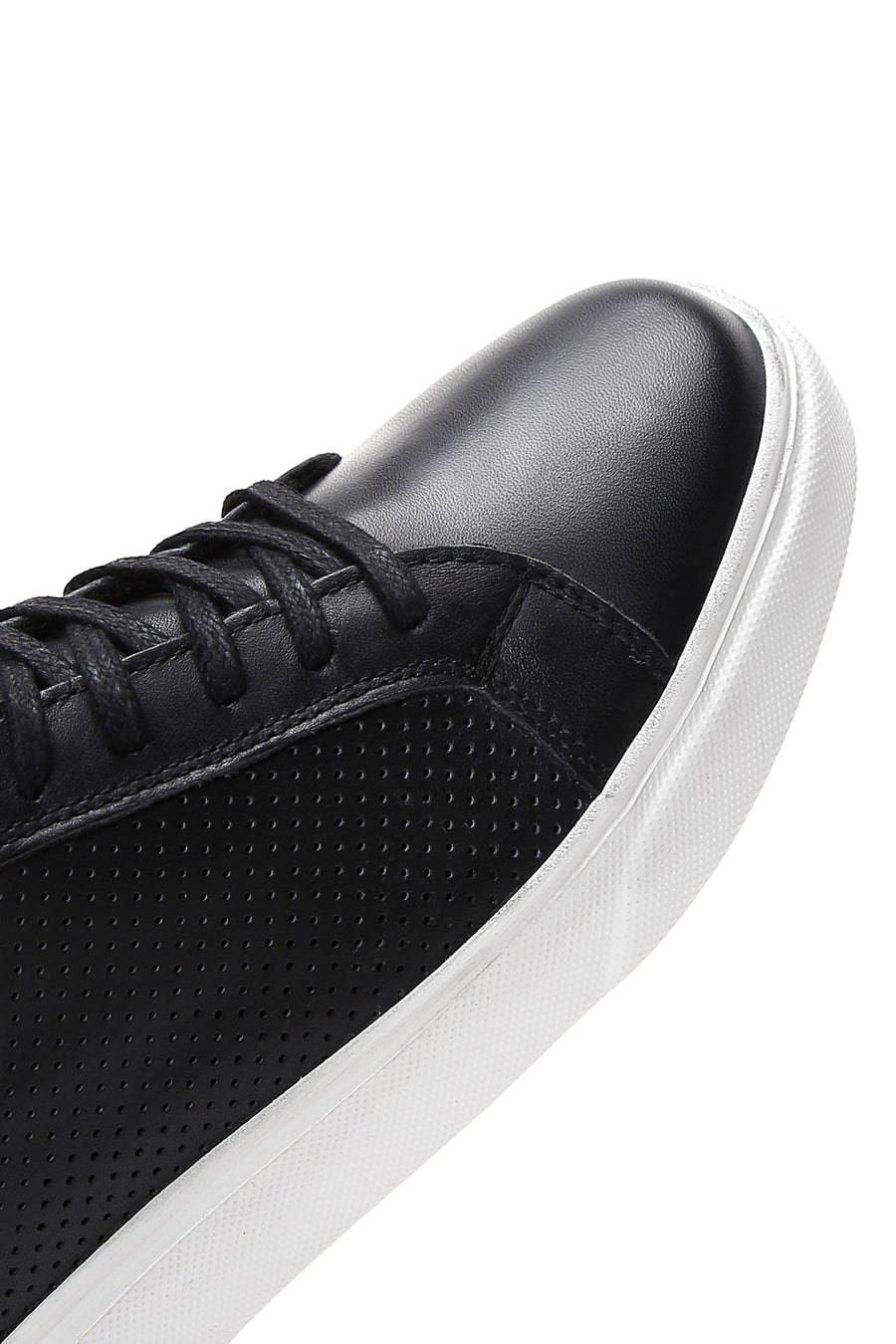Erkek Siyah Bağcıklı Deri Sneaker