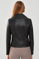 Rapsodi Women's Black Leather Jacket | Derimod