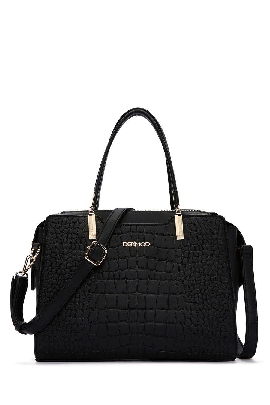 Woman Black Long-Strap Croc-Embossed Shoulder Bag WB15000751 | Derimod