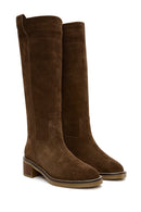 Women's Tan Suede Leather Boots | Derimod