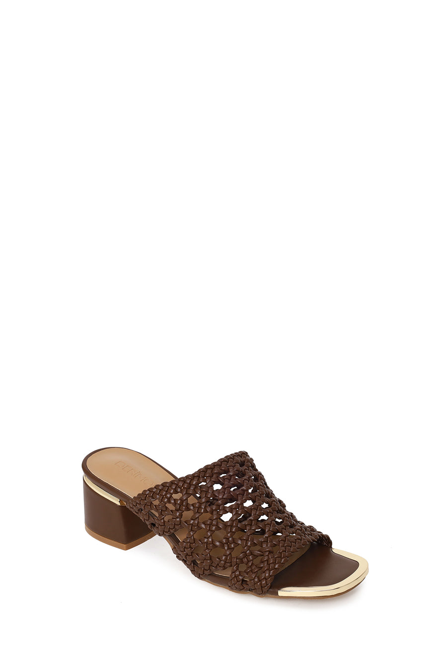 Women's Brown Knitted Short Chunky Heeled Slippers