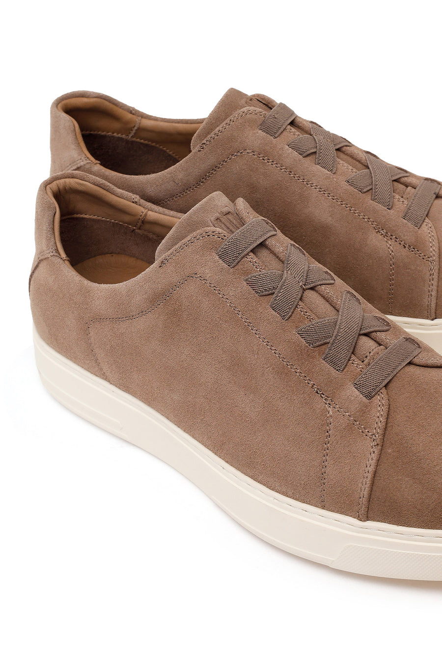 Erkek Bej Bağcıklı Süet Deri Sneaker