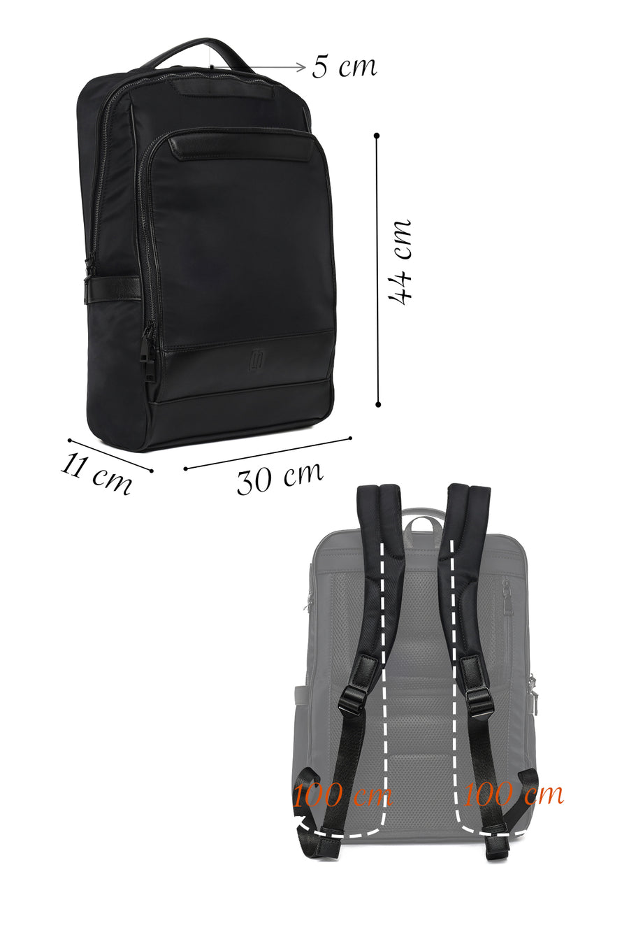 Men's Black Fabric Backpack