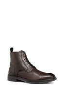 Geox Men's Brown Walk Pleasure Lace-Up Leather Combat Boots | Derimod