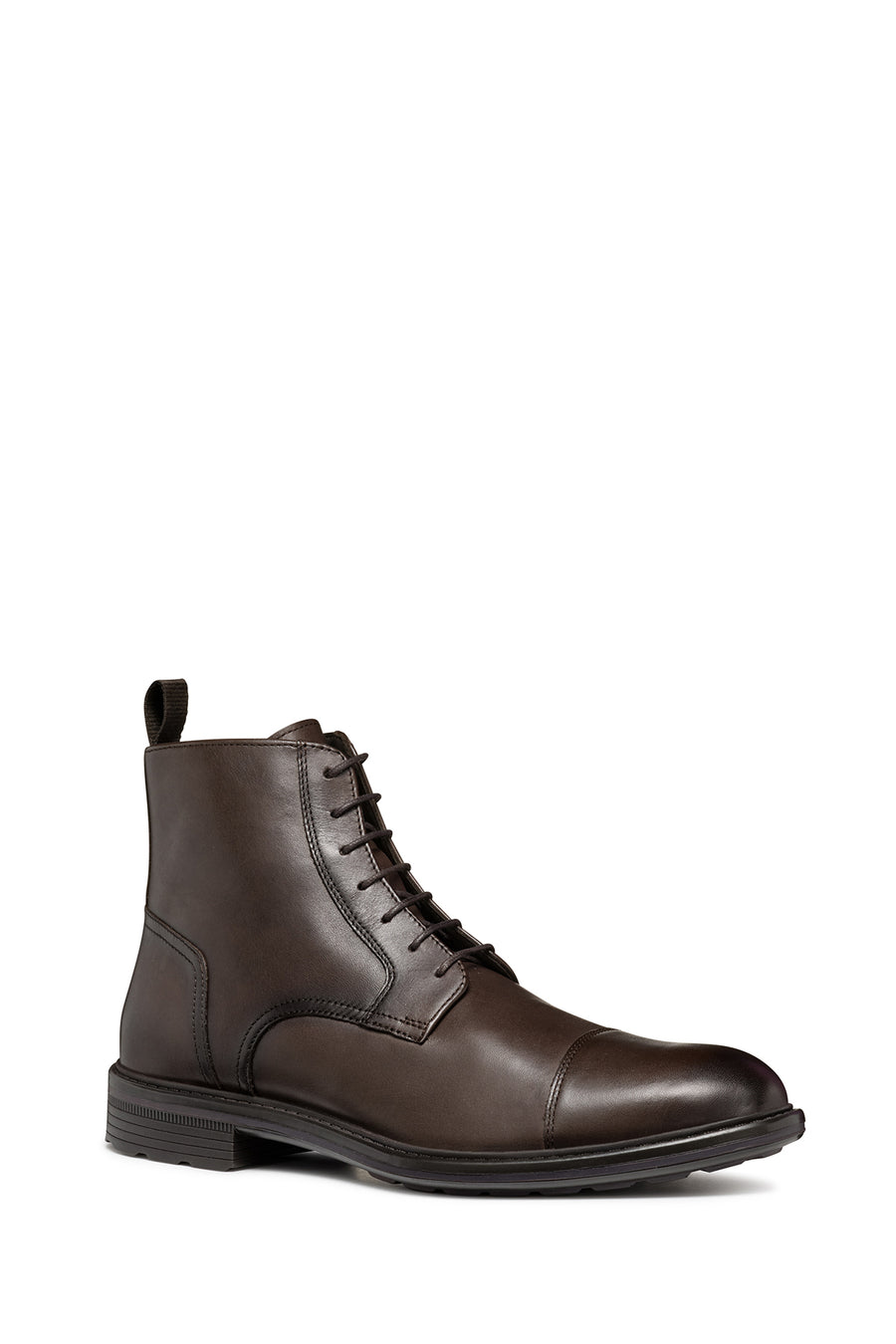 Geox Men's Brown Walk Pleasure Lace-Up Leather Combat Boots