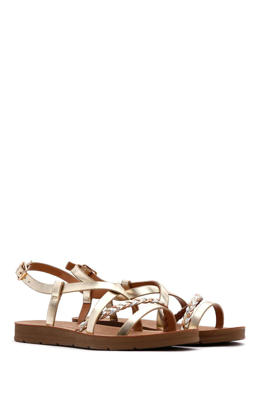 Women's Gold Braided Detail Sandals