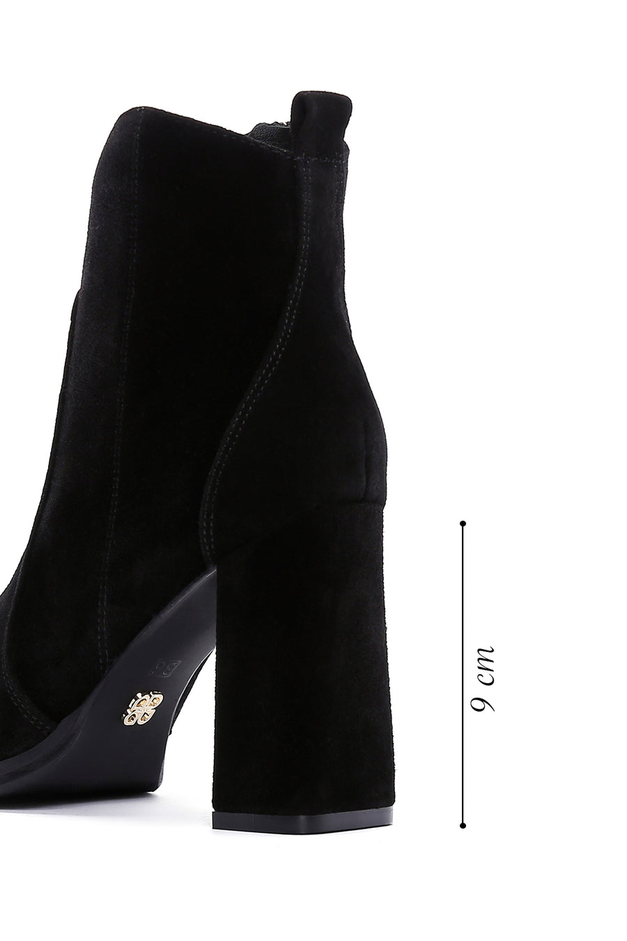 Women's Black Suede Leather Heeled Boots