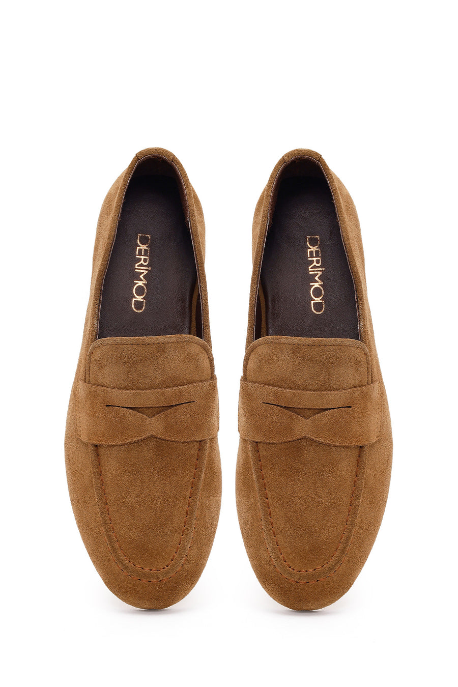 Kadın Taba Süet Deri Maskülen Loafer